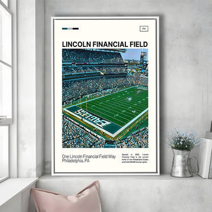 Lincoln Financial Field Print, Philadelphia Eagles Stadium Canvas Art, Man Cave Gift, Floating Framed Canvas Print Wall Art