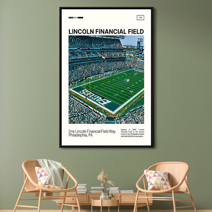 Lincoln Financial Field Print, Philadelphia Eagles Stadium Canvas Art, Man Cave Gift, Floating Framed Canvas Print Wall Art