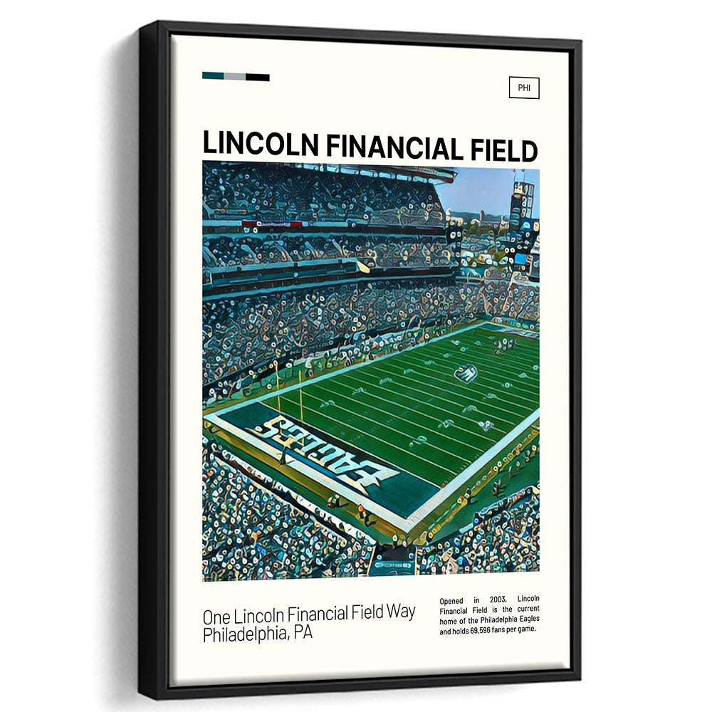 Lincoln Financial Field Print, Philadelphia Eagles Stadium Canvas Art, Man Cave Gift, Floating Framed Canvas Print Wall Art