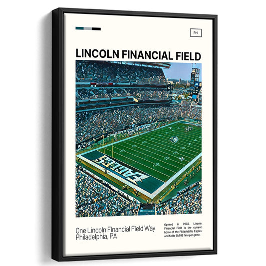 Lincoln Financial Field Print, Philadelphia Eagles Stadium Canvas Art, Man Cave Gift, Floating Framed Canvas Print Wall Art