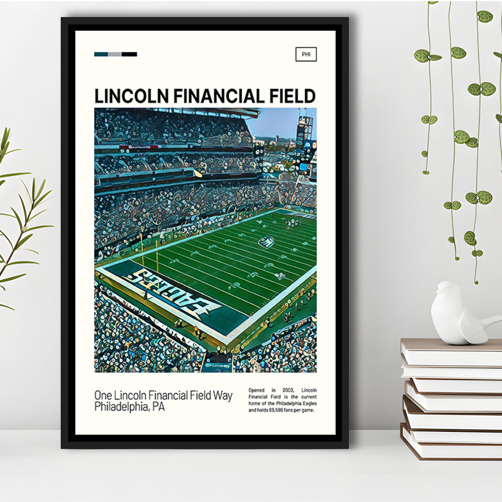 Lincoln Financial Field Print, Philadelphia Eagles Stadium Canvas Art, Man Cave Gift, Floating Framed Canvas Print Wall Art