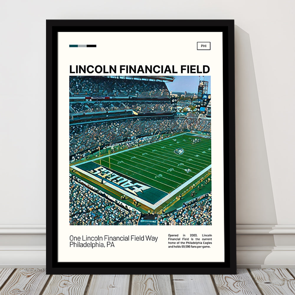 Lincoln Financial Field Print, Philadelphia Eagles Stadium Canvas Art, Man Cave Gift, Floating Framed Canvas Print Wall Art