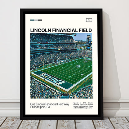 Lincoln Financial Field Print, Philadelphia Eagles Stadium Canvas Art, Man Cave Gift, Floating Framed Canvas Print Wall Art