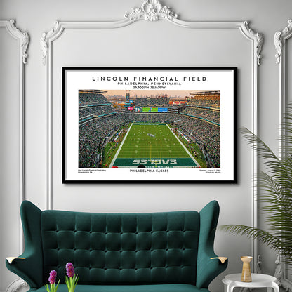 Lincoln Financial Field, Philadelphia Eagles Football Stadium Wall Art Print, Framed Art Print Wall Decor