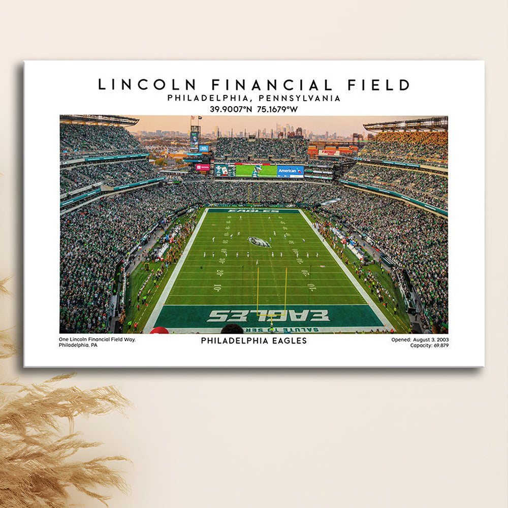 Lincoln Financial Field, Philadelphia Eagles Football Stadium Wall Art Print, Canvas Print Wall Art, Man Cave Gift