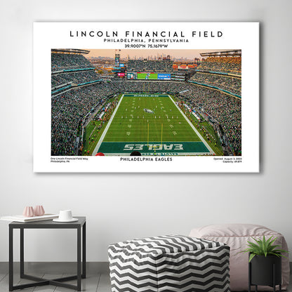 Lincoln Financial Field, Philadelphia Eagles Football Stadium Wall Art Print, Canvas Print Wall Art, Man Cave Gift