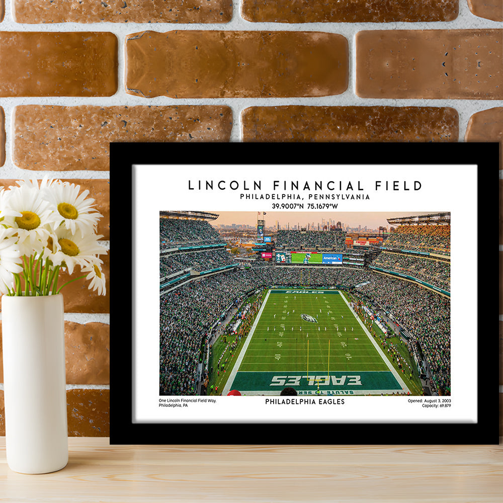 Lincoln Financial Field, Philadelphia Eagles Football Stadium Wall Art Print, Framed Art Print Wall Decor