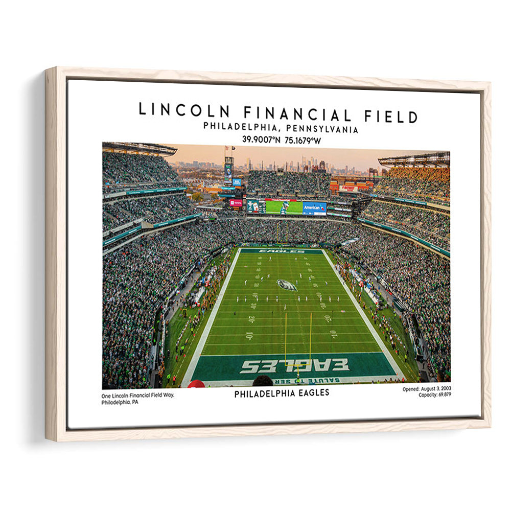 Lincoln Financial Field, Philadelphia Eagles Football Stadium Wall Art Print, Framed Canvas Print Wall Art
