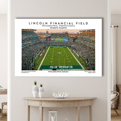Lincoln Financial Field, Philadelphia Eagles Football Stadium Wall Art Print, Canvas Print Wall Art, Man Cave Gift