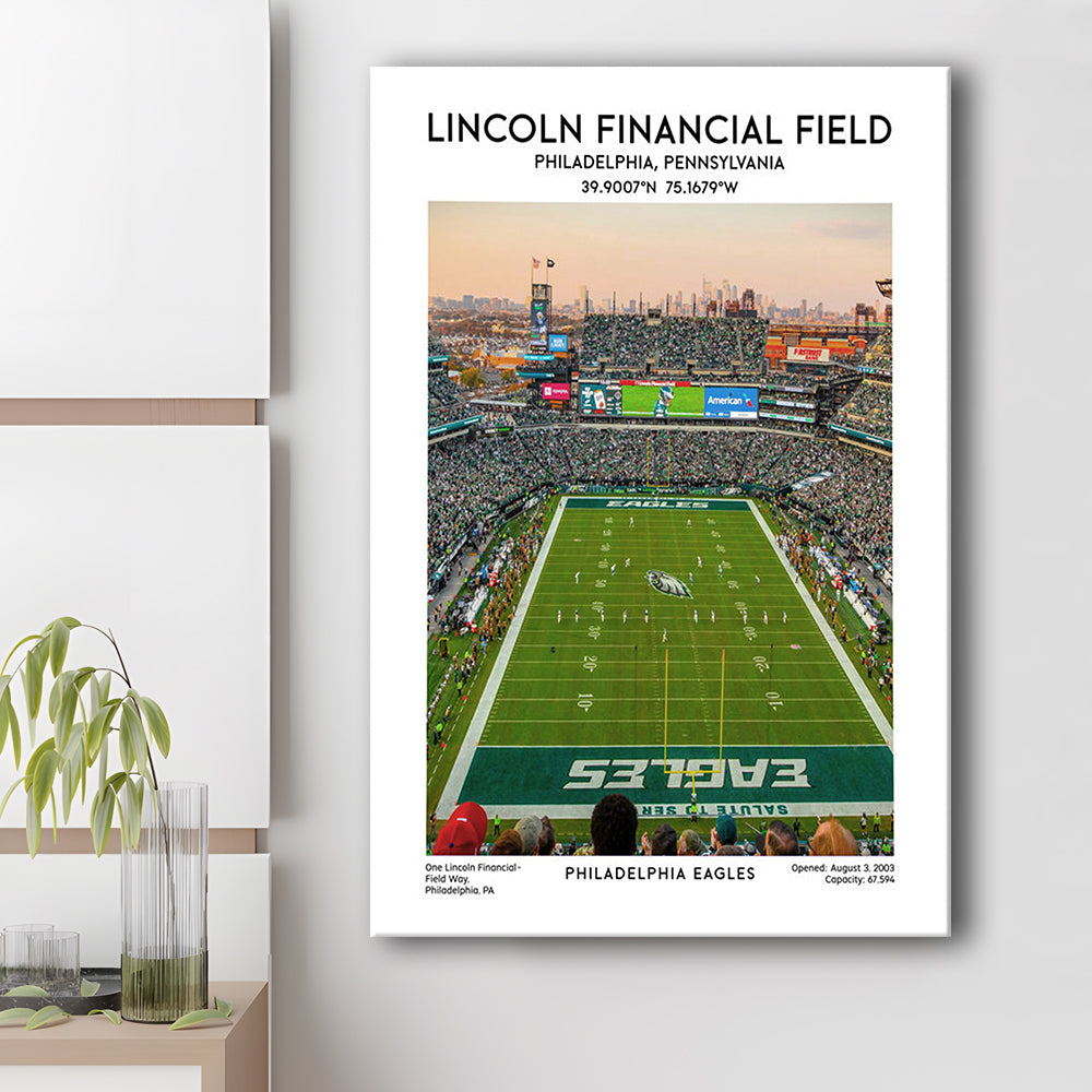 Lincoln Financial Field Print, Philadelphia Eagles Football Stadium Wall Art, Canvas Prints Wall Art, Man Cave Decor
