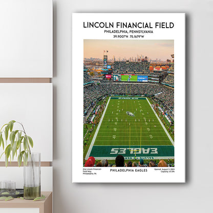 Lincoln Financial Field Print, Philadelphia Eagles Football Stadium Wall Art, Canvas Prints Wall Art, Man Cave Decor