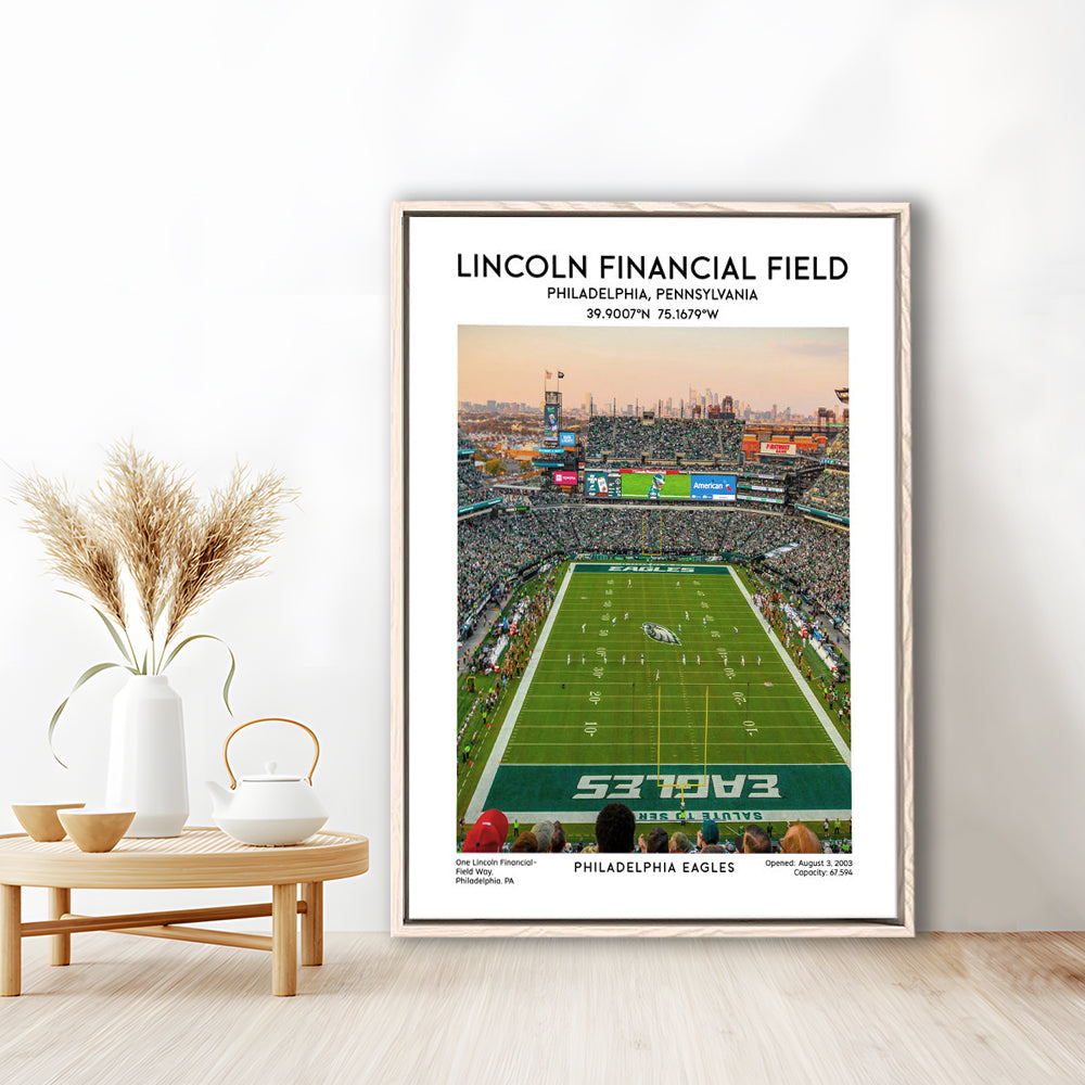 Lincoln Financial Field Print, Philadelphia Eagles Football Stadium Wall Art, Framed Canvas Prints Wall Art