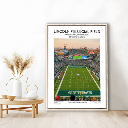 Lincoln Financial Field Print, Philadelphia Eagles Football Stadium Wall Art, Framed Canvas Prints Wall Art