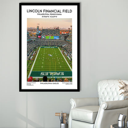 Lincoln Financial Field Print, Philadelphia Eagles Football Stadium Wall Art, Framed Art Prints Wall Decor