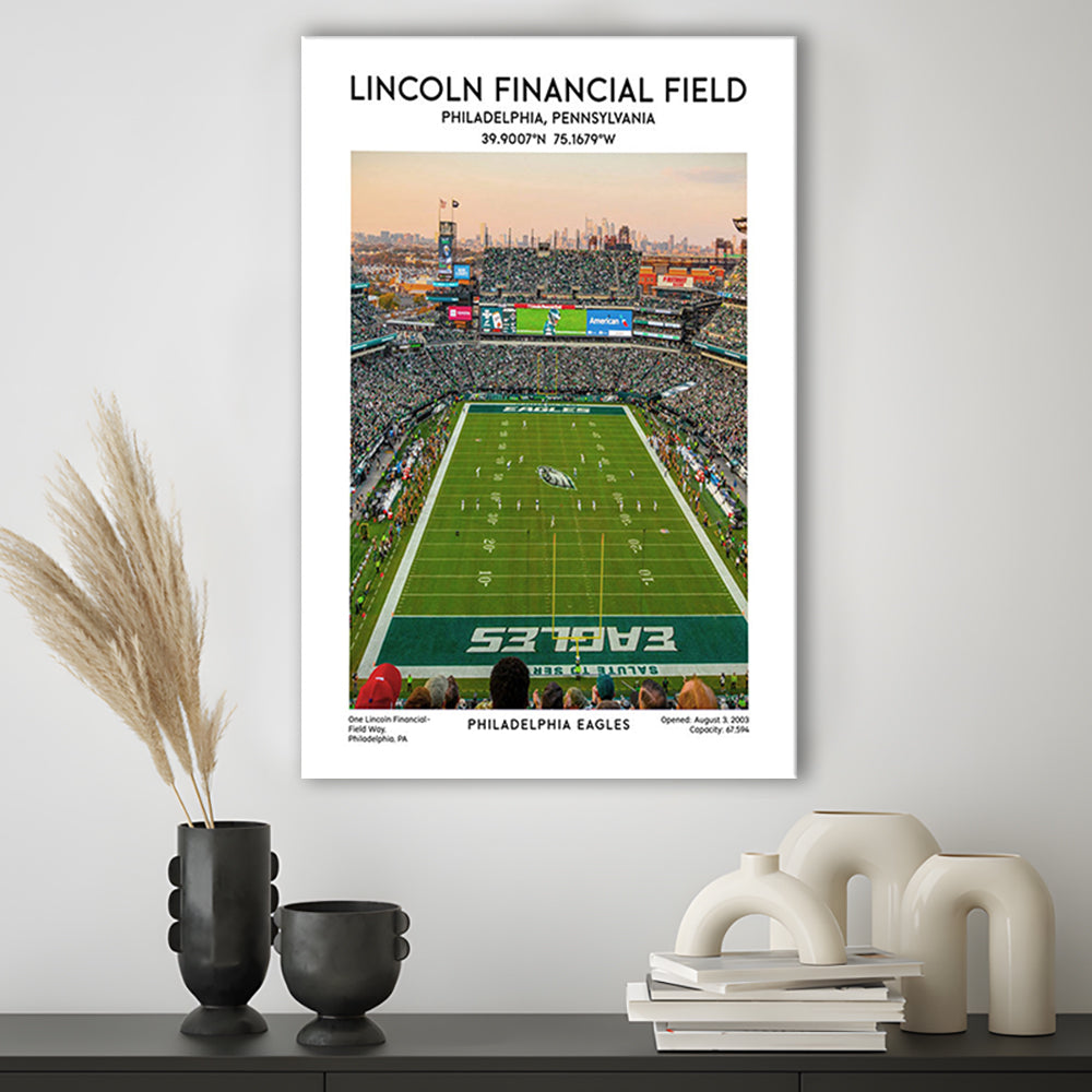 Lincoln Financial Field Print, Philadelphia Eagles Football Stadium Wall Art, Canvas Prints Wall Art, Man Cave Decor