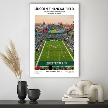 Lincoln Financial Field Print, Philadelphia Eagles Football Stadium Wall Art, Canvas Prints Wall Art, Man Cave Decor