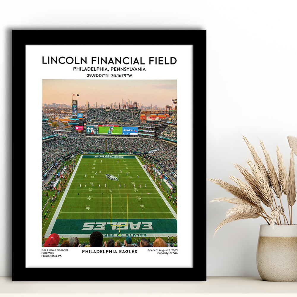 Lincoln Financial Field Print, Philadelphia Eagles Football Stadium Wall Art, Framed Art Prints Wall Decor