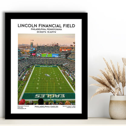 Lincoln Financial Field Print, Philadelphia Eagles Football Stadium Wall Art, Framed Art Prints Wall Decor