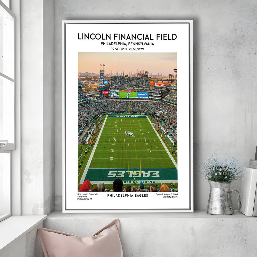 Lincoln Financial Field Print, Philadelphia Eagles Football Stadium Wall Art, Framed Canvas Prints Wall Art