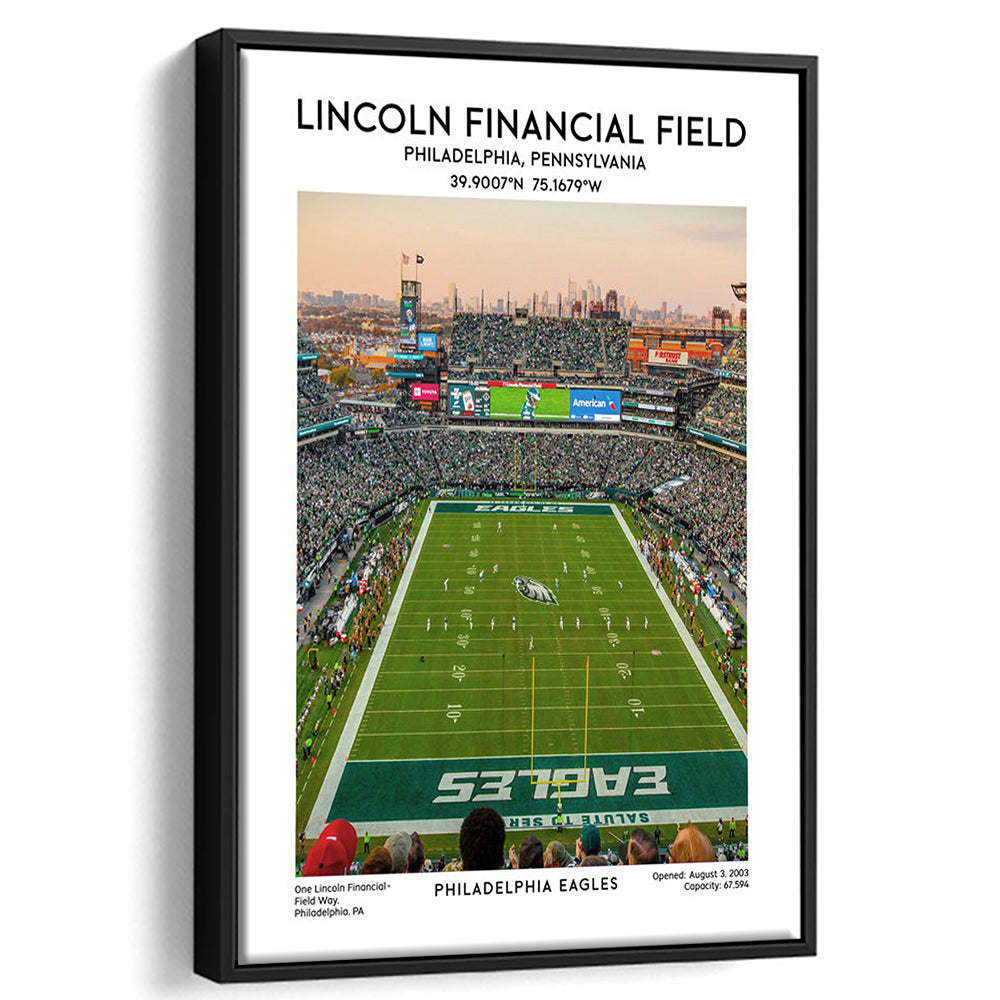Lincoln Financial Field Print, Philadelphia Eagles Football Stadium Wall Art, Framed Canvas Prints Wall Art