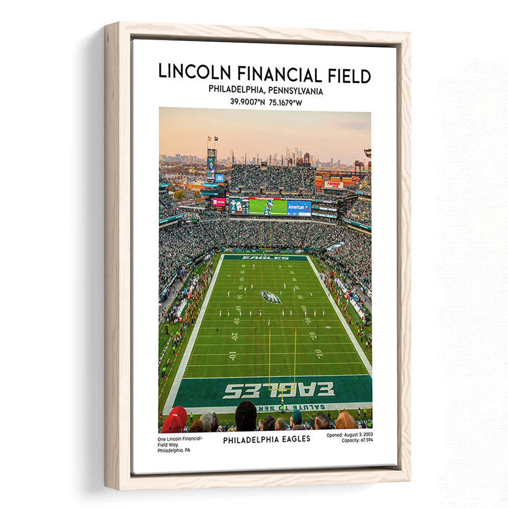 Lincoln Financial Field Print, Philadelphia Eagles Football Stadium Wall Art, Framed Canvas Prints Wall Art