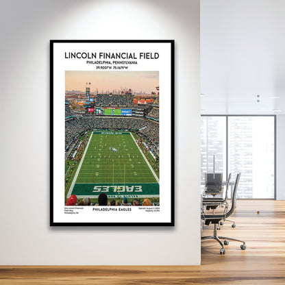 Lincoln Financial Field Print, Philadelphia Eagles Football Stadium Wall Art, Framed Art Prints Wall Decor