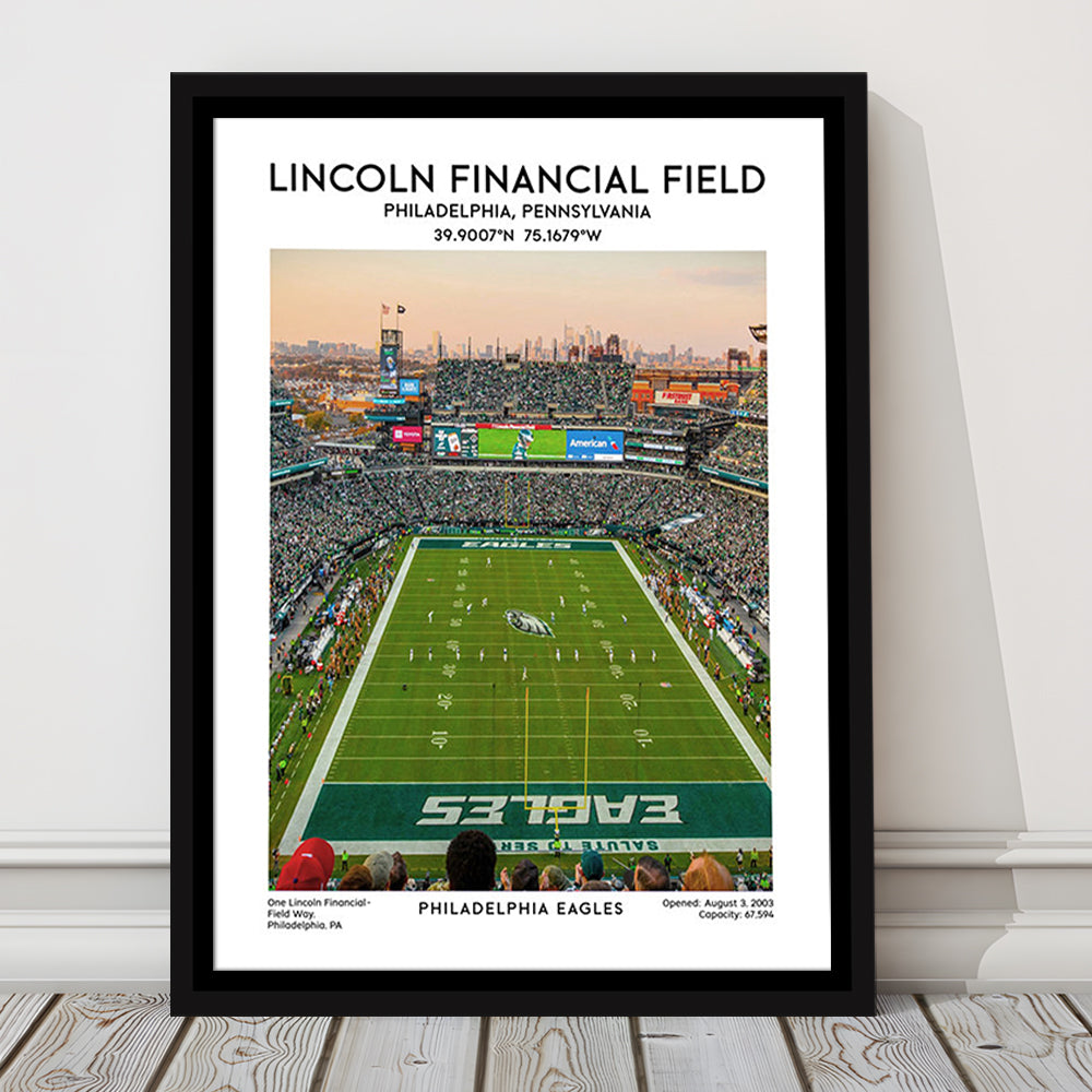 Lincoln Financial Field Print, Philadelphia Eagles Football Stadium Wall Art, Framed Canvas Prints Wall Art