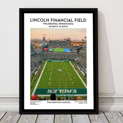 Lincoln Financial Field Print, Philadelphia Eagles Football Stadium Wall Art, Framed Canvas Prints Wall Art