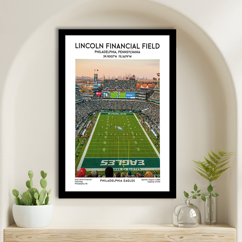 Lincoln Financial Field Print, Philadelphia Eagles Football Stadium Wall Art, Framed Art Prints Wall Decor