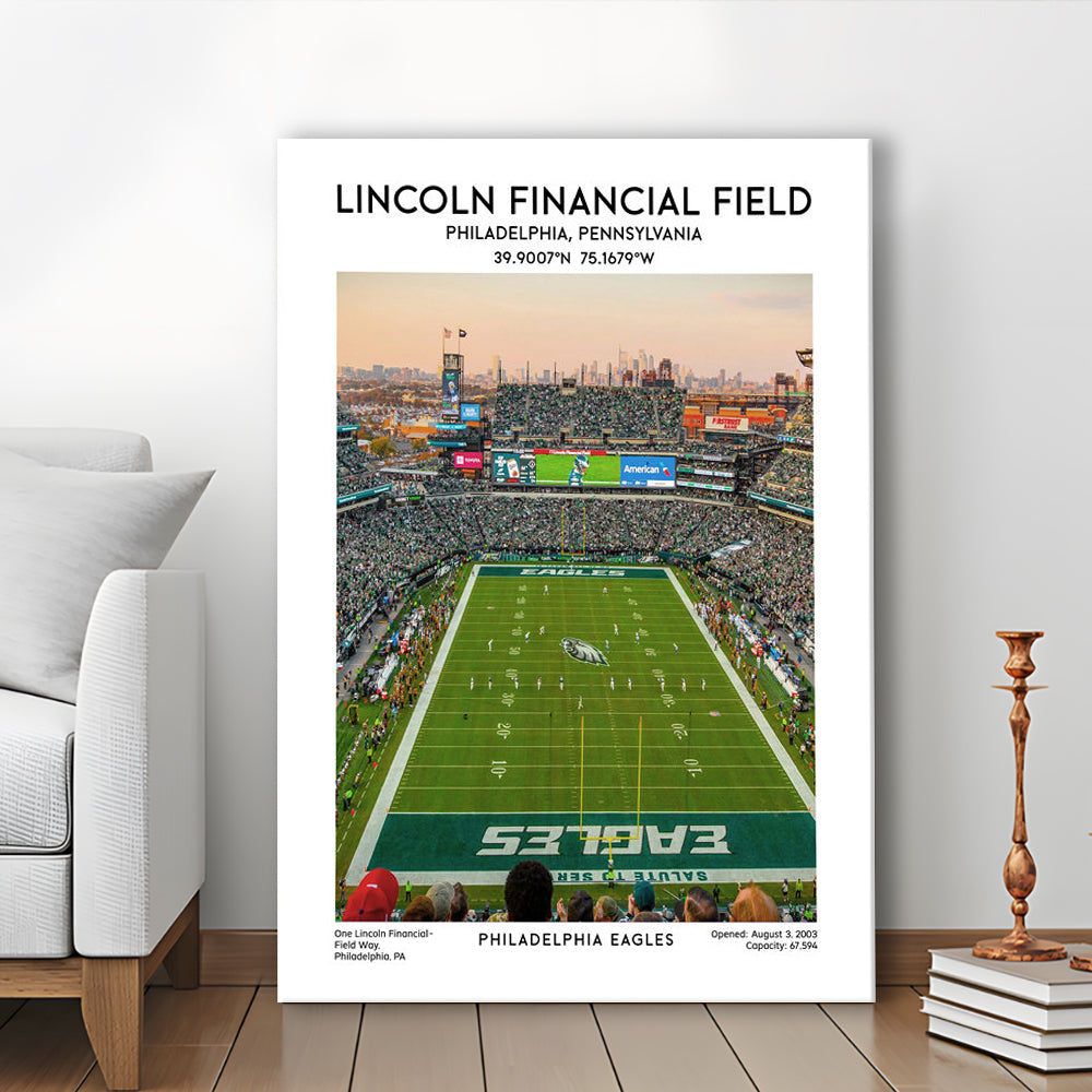 Lincoln Financial Field Print, Philadelphia Eagles Football Stadium Wall Art, Canvas Prints Wall Art, Man Cave Decor