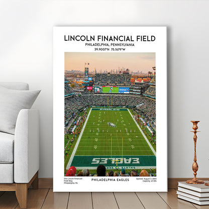 Lincoln Financial Field Print, Philadelphia Eagles Football Stadium Wall Art, Canvas Prints Wall Art, Man Cave Decor