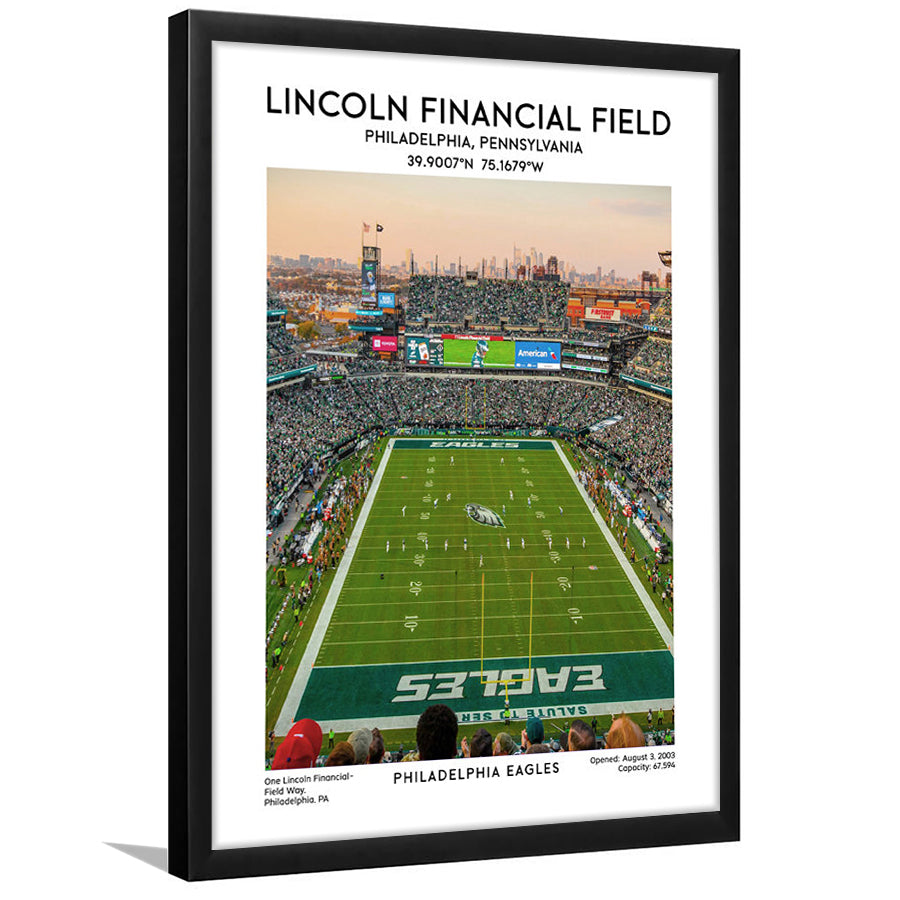 Lincoln Financial Field Print, Philadelphia Eagles Football Stadium Wall Art, Framed Art Prints Wall Decor