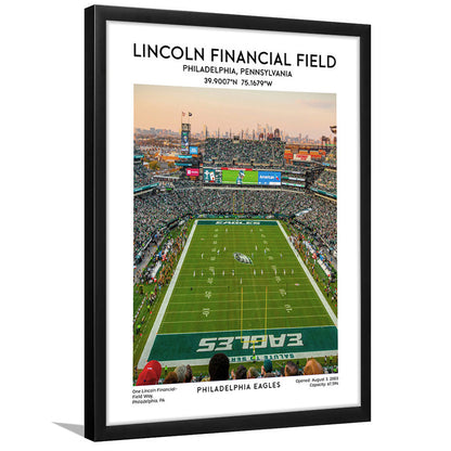Lincoln Financial Field Print, Philadelphia Eagles Football Stadium Wall Art, Framed Art Prints Wall Decor