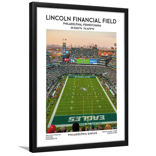 Lincoln Financial Field Print, Philadelphia Eagles Football Stadium Wall Art, Framed Art Prints Wall Decor