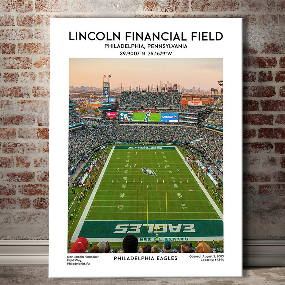 Lincoln Financial Field Print, Philadelphia Eagles Football Stadium Wall Art, Canvas Prints Wall Art, Man Cave Decor