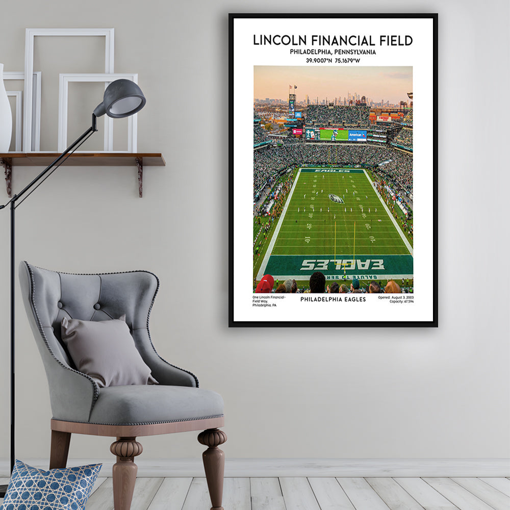 Lincoln Financial Field Print, Philadelphia Eagles Football Stadium Wall Art, Framed Canvas Prints Wall Art