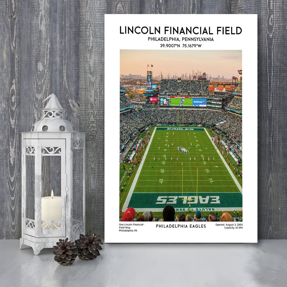 Lincoln Financial Field Print, Philadelphia Eagles Football Stadium Wall Art, Canvas Prints Wall Art, Man Cave Decor