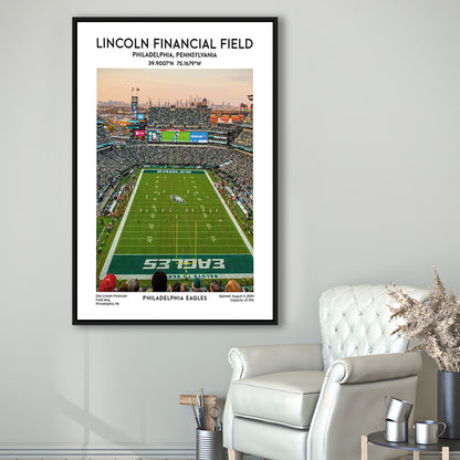 Lincoln Financial Field Print, Philadelphia Eagles Football Stadium Wall Art, Framed Canvas Prints Wall Art