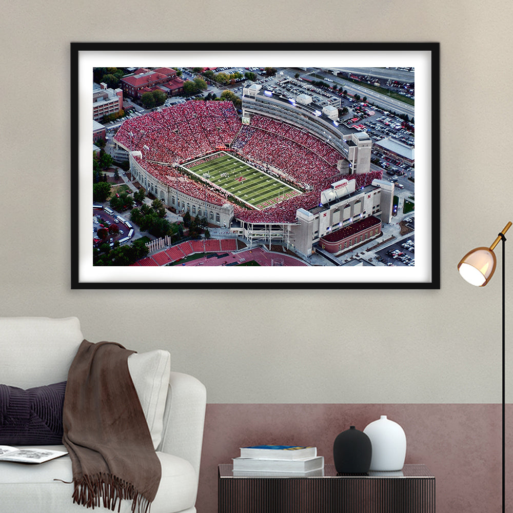 Lincoln memorial stadium, Stadium Canvas, Sport Art, Gift for him, White Border Framed Art Print Wall Decor