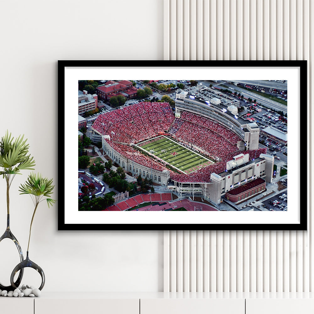 Lincoln memorial stadium, Stadium Canvas, Sport Art, Gift for him, White Border Framed Art Print Wall Decor