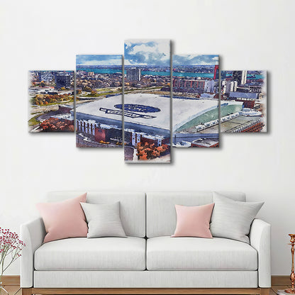 Lions Football Team Painting Stadium Watercolor, Sport Art, Mixed 5 Panel, Canvas Print Wall Art