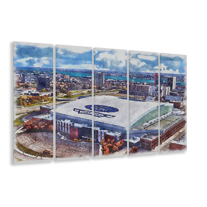 Lions Football Team Painting Stadium Watercolor, Sport Art, Extra Large Canvas Print Wall Art