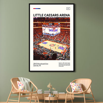 Little Caesars Arena Print, Detroit Pistons Stadium Canvas Art, Man Cave Gift, Floating Framed Canvas Print Wall Art