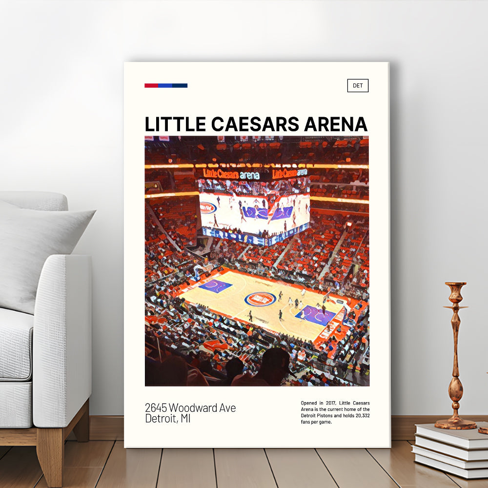 Little Caesars Arena Print, Detroit Pistons Stadium Canvas Art, Fan Gifts, Sport Art, Canvas Print Wall Art