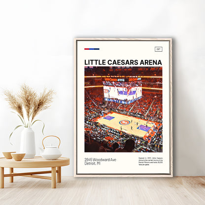 Little Caesars Arena Print, Detroit Pistons Stadium Canvas Art, Man Cave Gift, Floating Framed Canvas Print Wall Art