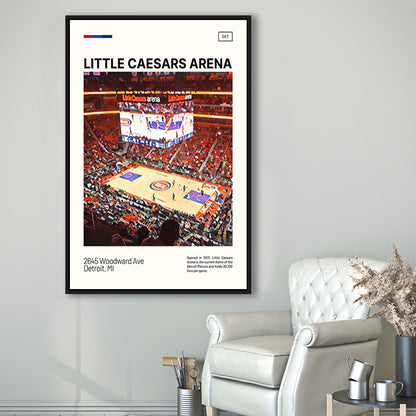 Little Caesars Arena Print, Detroit Pistons Stadium Canvas Art, Man Cave Gift, Floating Framed Canvas Print Wall Art