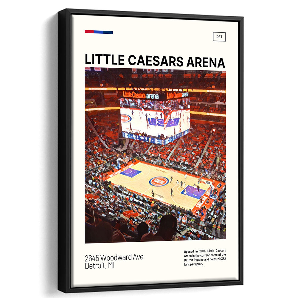 Little Caesars Arena Print, Detroit Pistons Stadium Canvas Art, Man Cave Gift, Floating Framed Canvas Print Wall Art