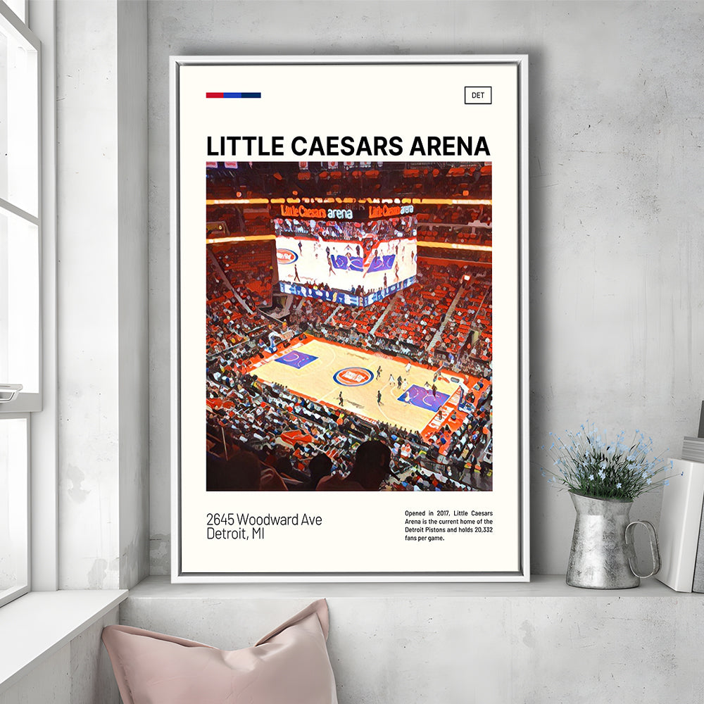 Little Caesars Arena Print, Detroit Pistons Stadium Canvas Art, Man Cave Gift, Floating Framed Canvas Print Wall Art