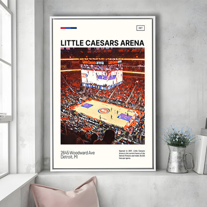 Little Caesars Arena Print, Detroit Pistons Stadium Canvas Art, Man Cave Gift, Floating Framed Canvas Print Wall Art
