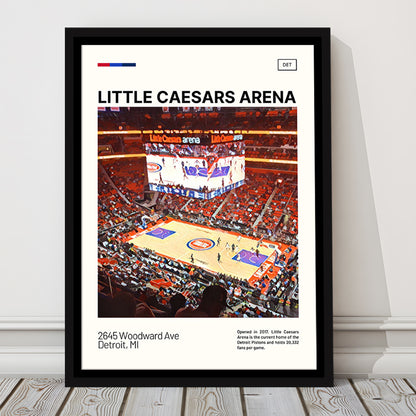 Little Caesars Arena Print, Detroit Pistons Stadium Canvas Art, Man Cave Gift, Floating Framed Canvas Print Wall Art